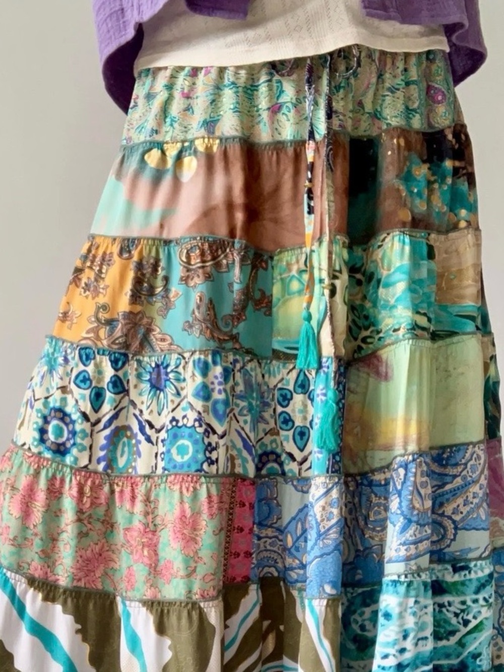 Casual Studio Vintage Bohemian Batik    Patchwork Skirt in Multicolors